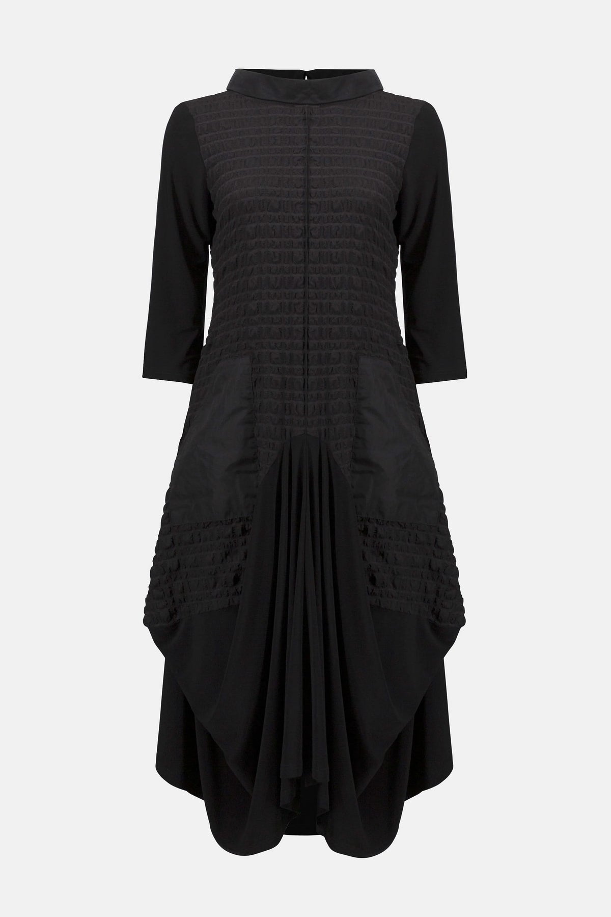 Joseph Ribkoff Black Bubble Jacquard &amp; Silky Knit Cocoon Dress