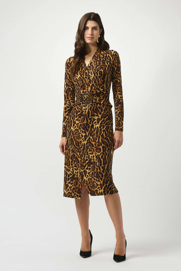 Joseph Ribkoff Silky Knit Animal Print Wrap Dress