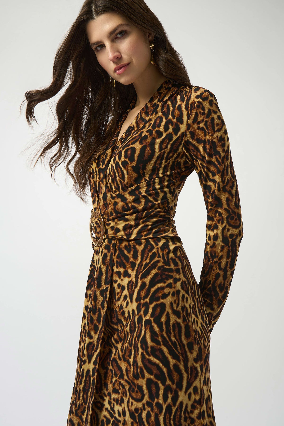 Joseph Ribkoff Silky Knit Animal Print Wrap Dress