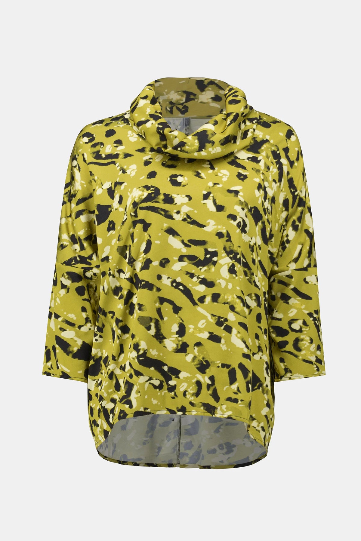 Joseph Ribkoff Black/Green Recycled Satin Animal Print Boxy Top