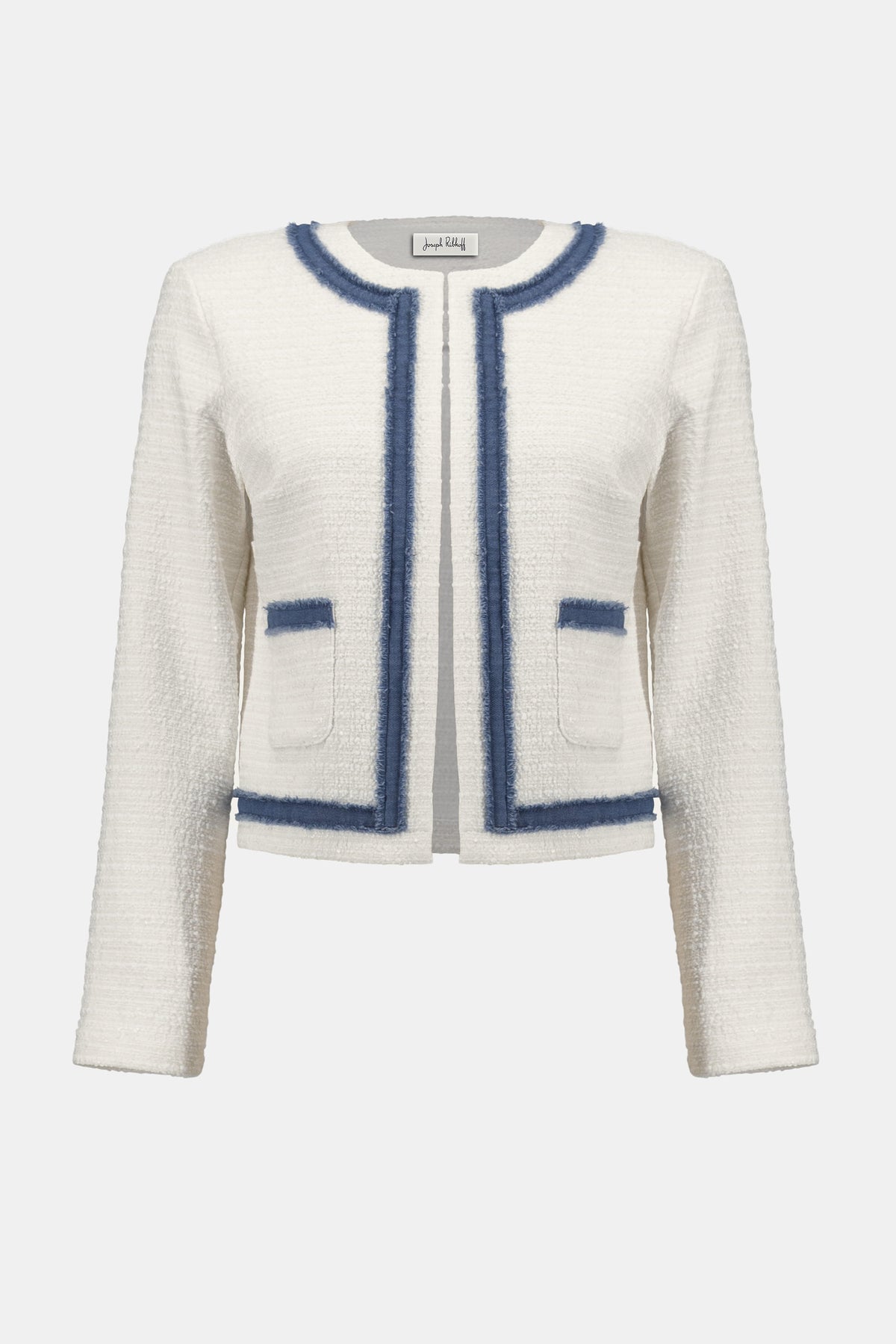 Joseph Ribkoff Woven Bouclé Straight Jacket With Denim Trim