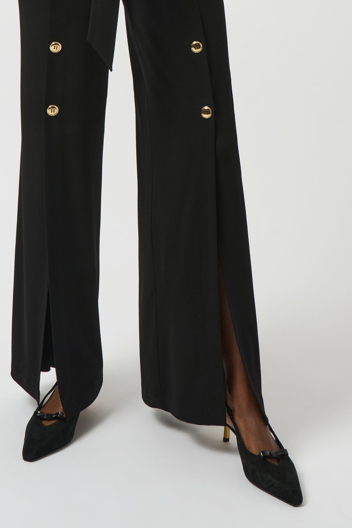 Joseph Ribkoff Black Moss Crepe Wide-Leg Jumpsuit