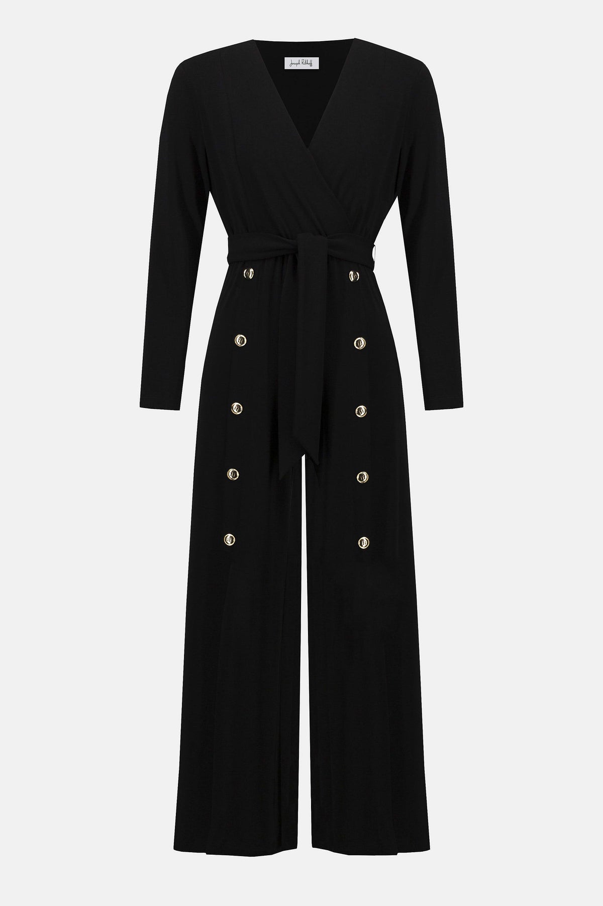 Joseph Ribkoff Black Moss Crepe Wide-Leg Jumpsuit