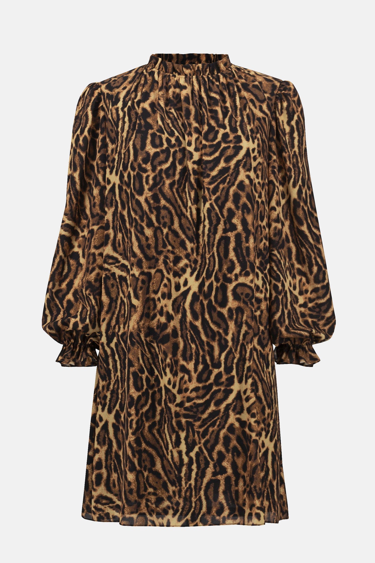 Joseph Ribkoff Black/Brown Recycled Georgette Animal Print Trapeze Dress