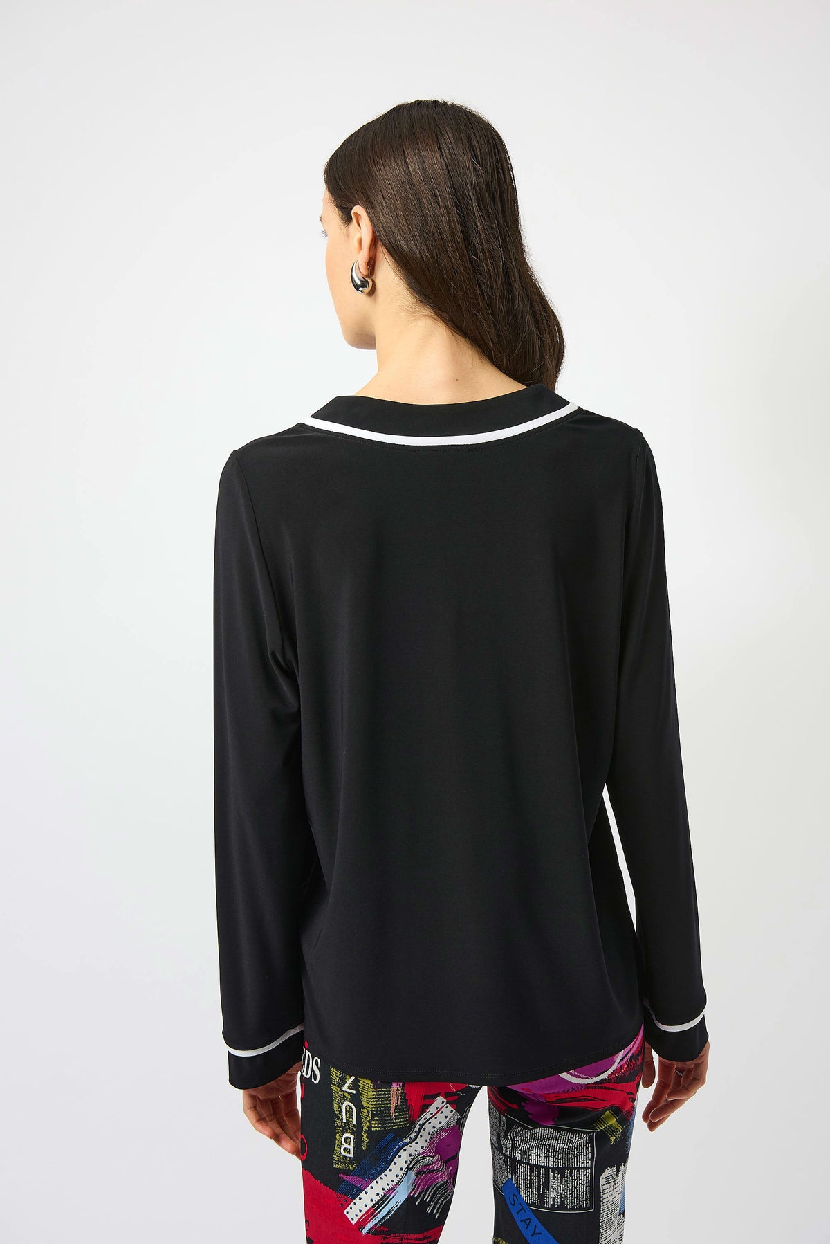 Joseph Ribkoff Silky Knit Straight Top With Contrast Detail