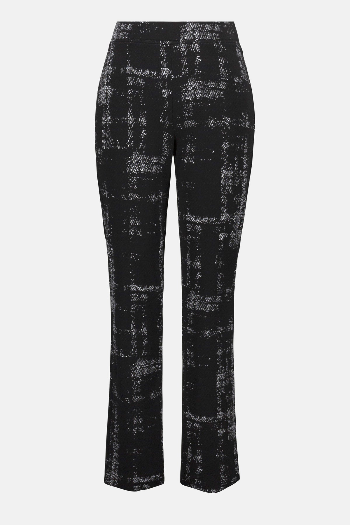 Joseph Ribkoff Black/Off White Jacquard Sweater Plaid Print Pull-On Pants