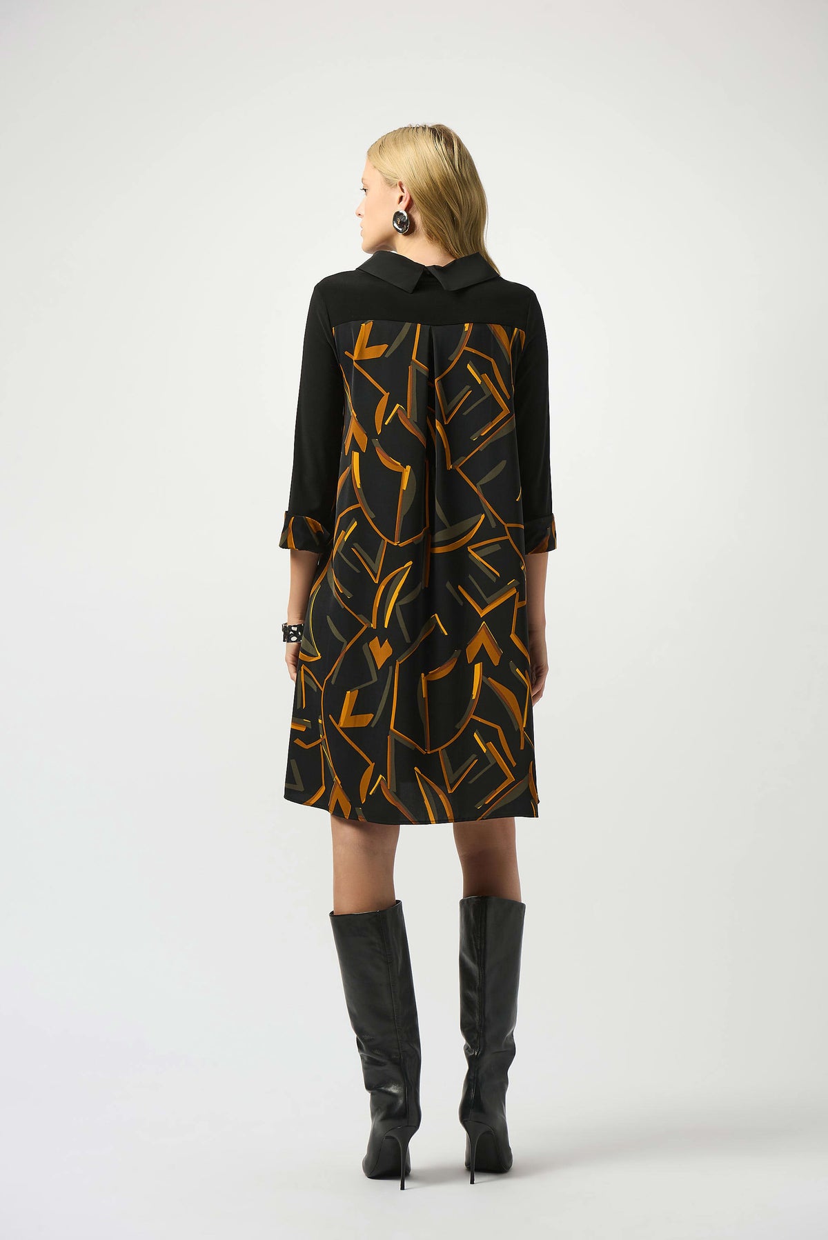 Joseph Ribkoff Recycled Woven Abstract Print And Silky Knit Dress
