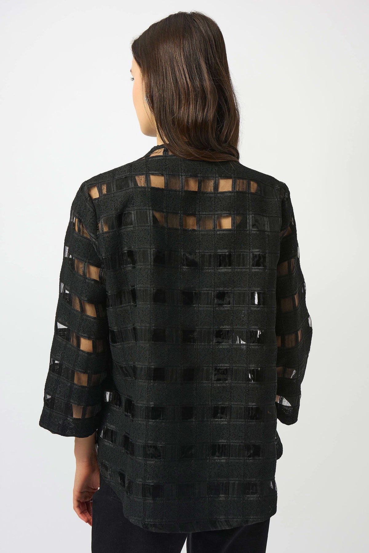 Joseph Ribkoff Black Novelty Checkered Print Swing Jacket