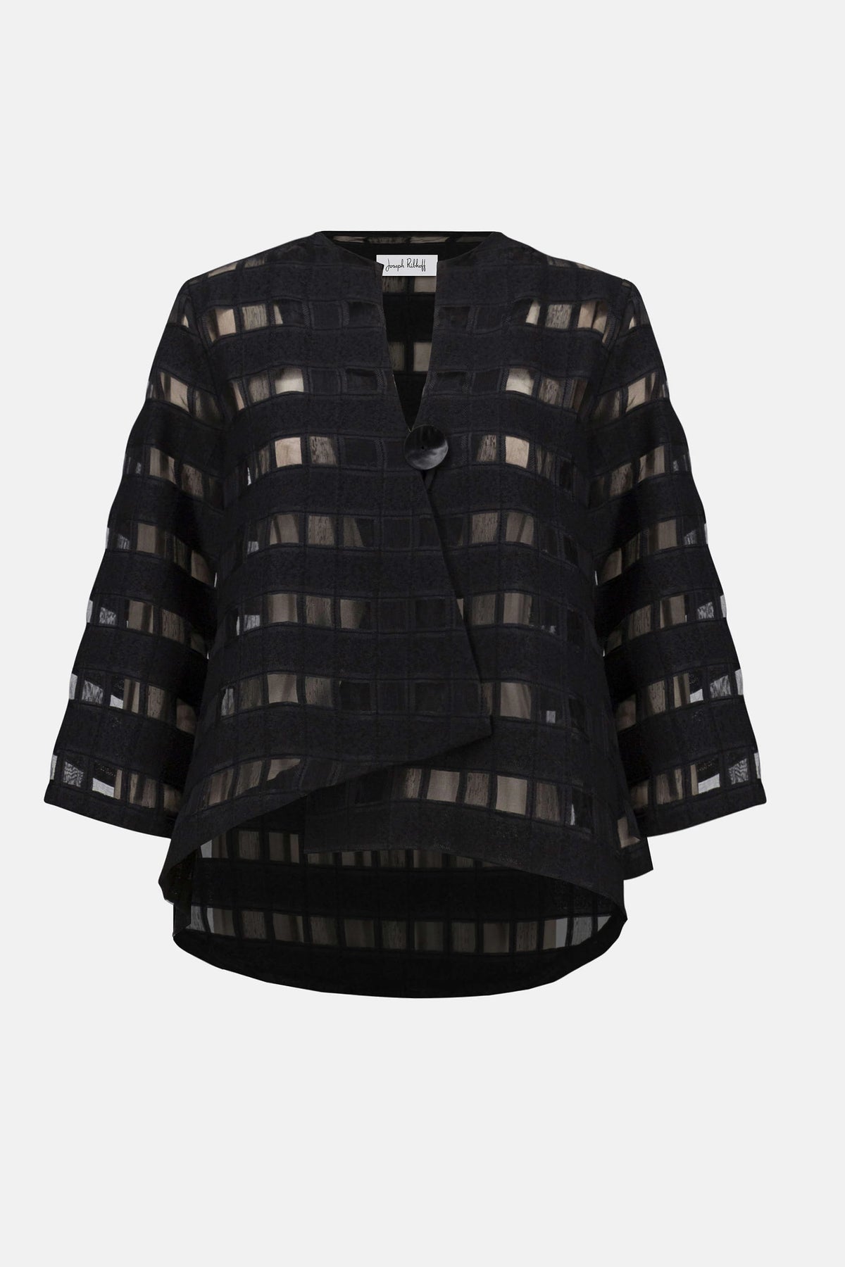 Joseph Ribkoff Black Novelty Checkered Print Swing Jacket