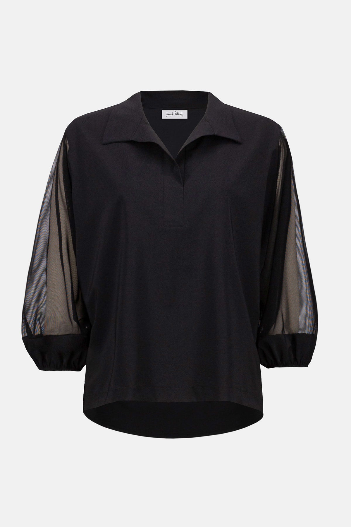 Joseph Ribkoff Stretch Poplin &amp; Mesh Boxy Top