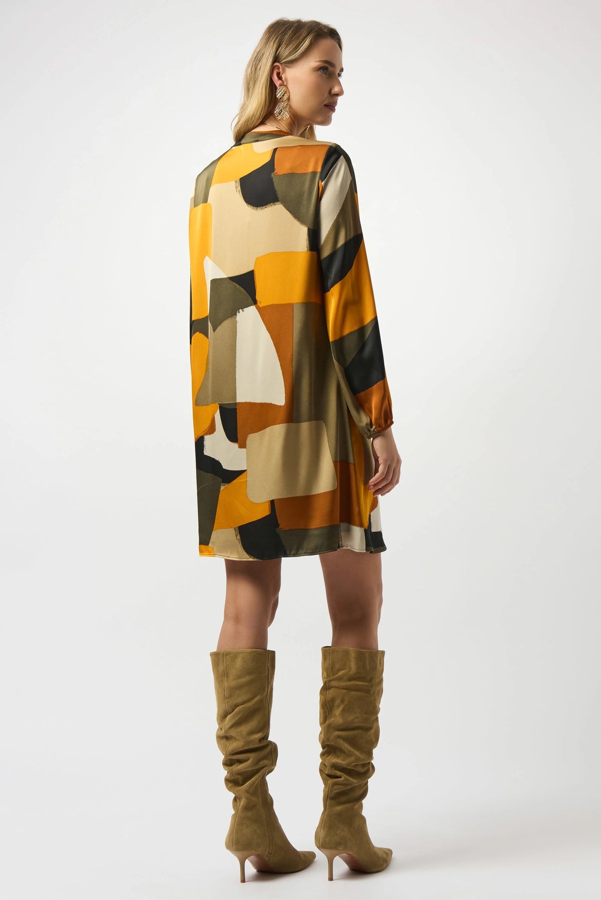 Joseph Ribkoff Recycled Satin Abstract Print Trapeze Dress