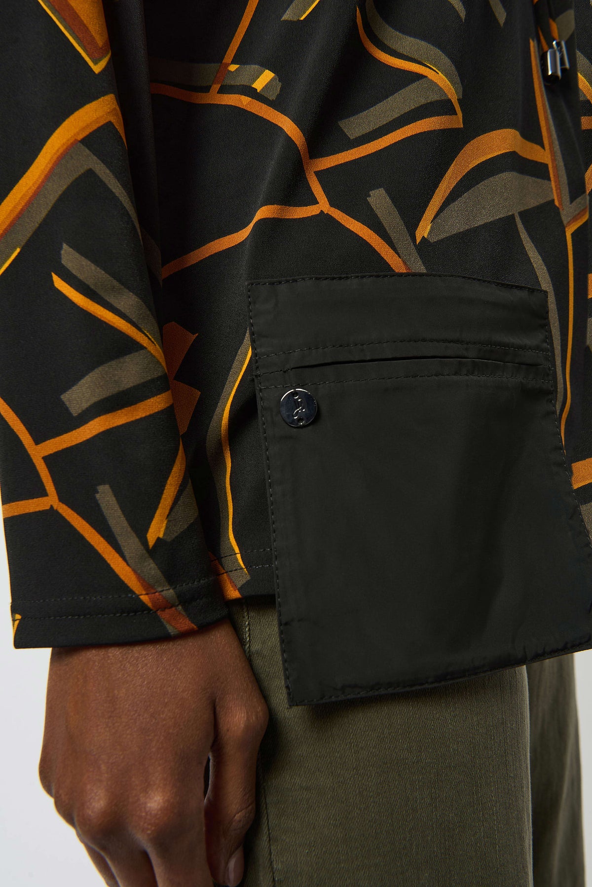 Joseph Ribkoff Black/Multi Silky Knit Abstract Print Boxy Top