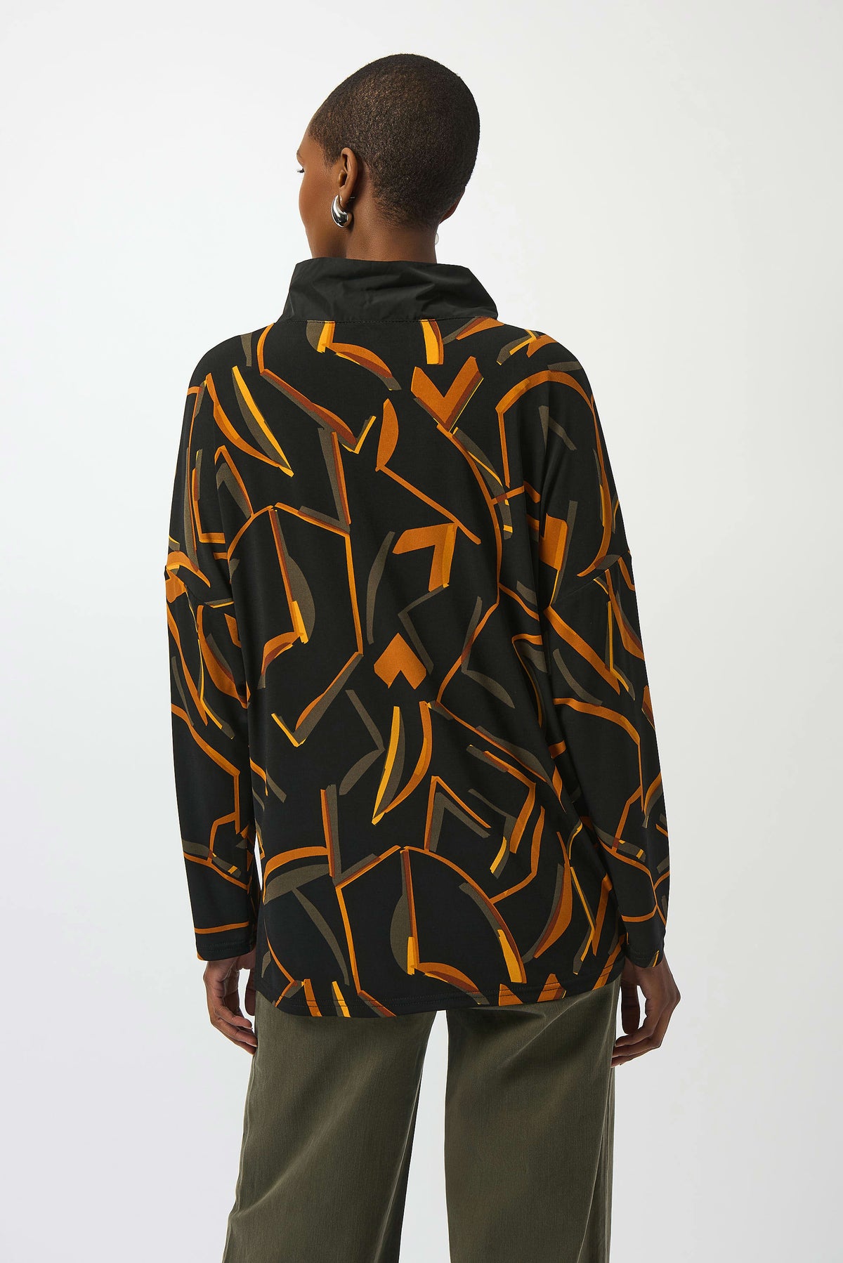 Joseph Ribkoff Black/Multi Silky Knit Abstract Print Boxy Top