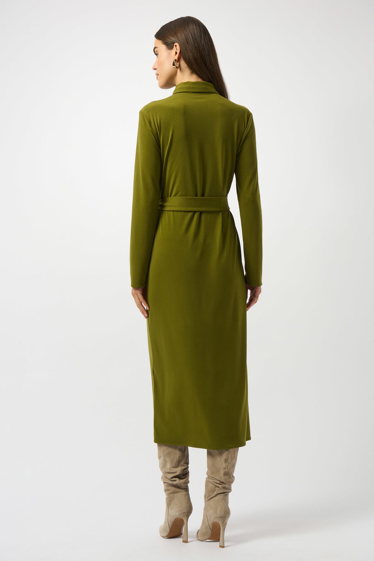 Joseph Ribkoff Artichoke Moss Crepe And Satin Straight Shirt Dress