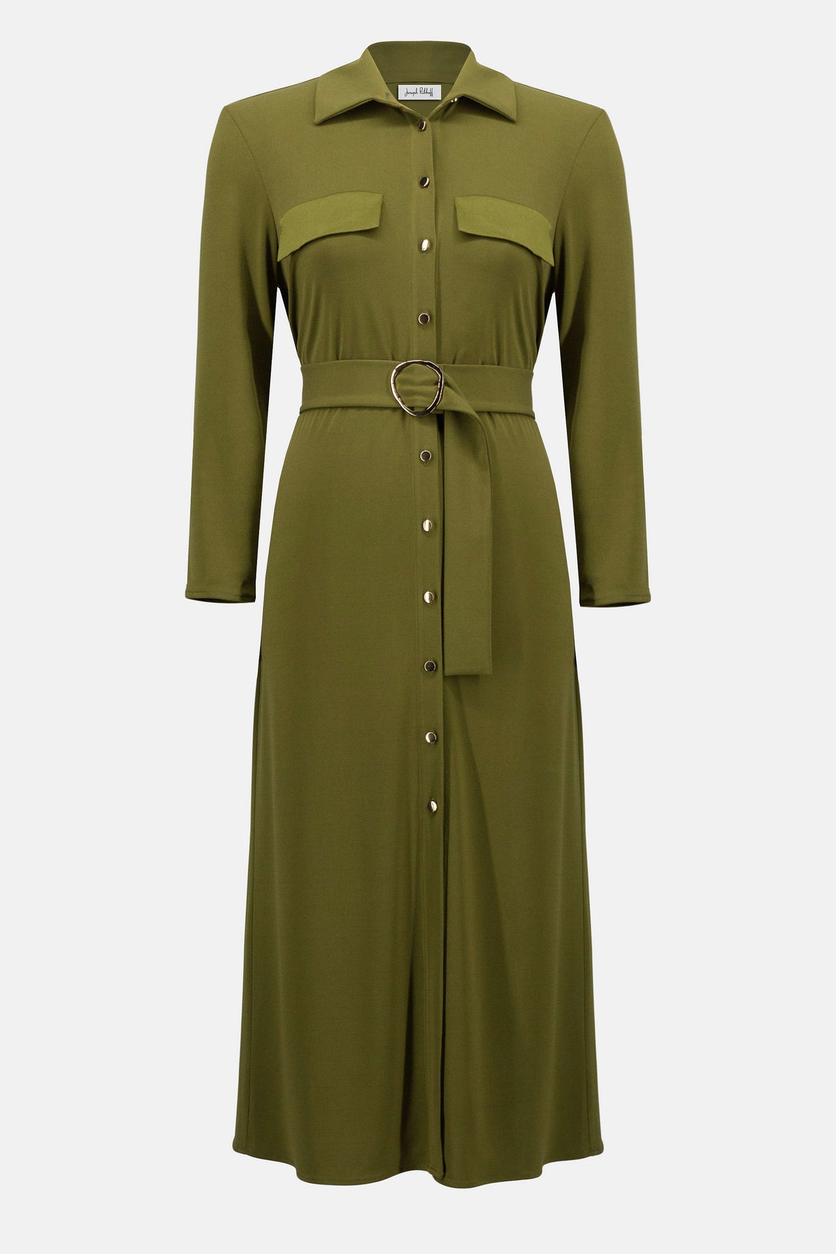 Joseph Ribkoff Artichoke Moss Crepe And Satin Straight Shirt Dress