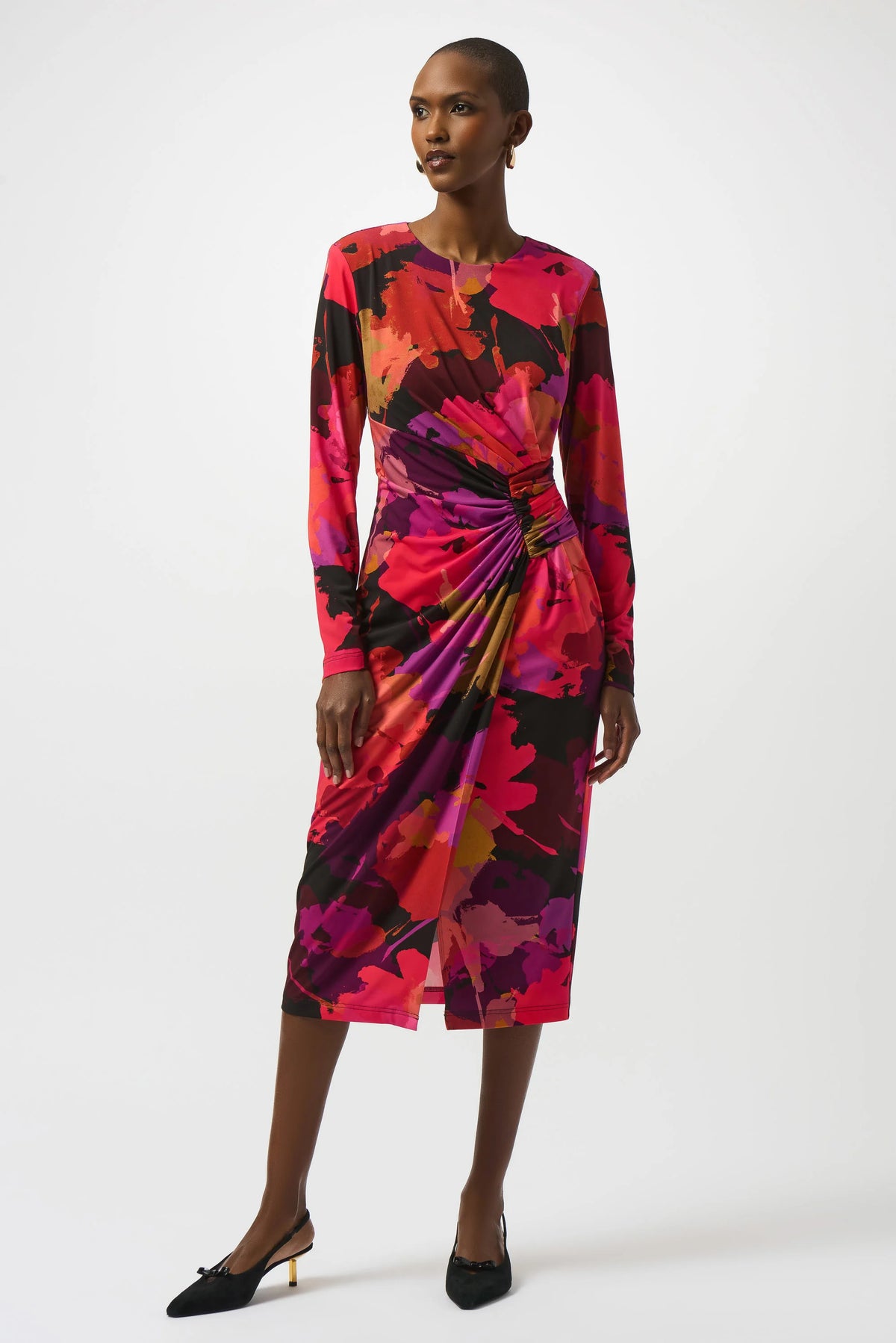 Joseph Ribkoff Black/Multi Silky Knit Floral Print Sheath Dress