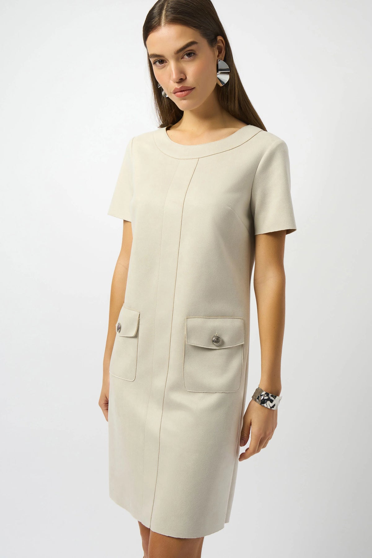 Joseph Ribkoff Moonstone Scuba Suede Shift Dress