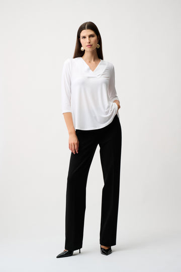 Joseph Ribkoff Black Heavy Knit Wide Leg Pull-On Pants
