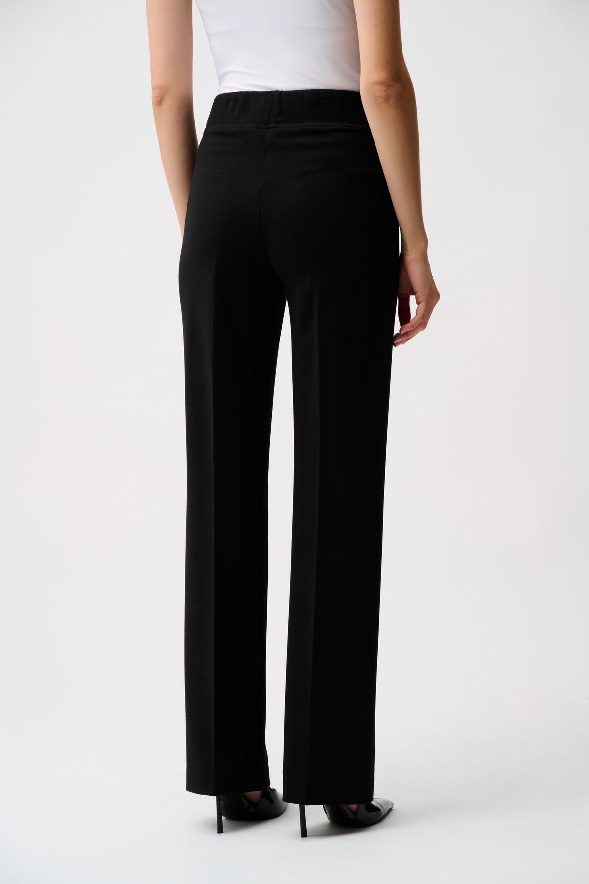 Joseph Ribkoff Black Heavy Knit Wide Leg Pull-On Pants