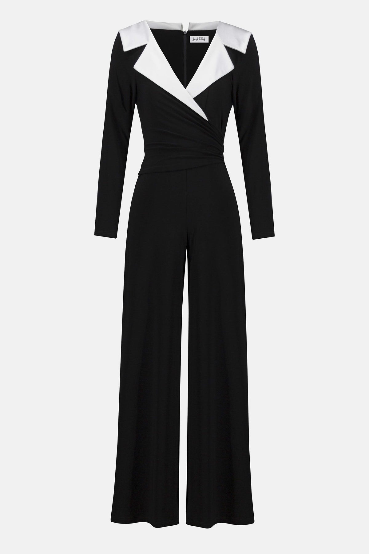 Joseph Ribkoff Black Vanilla Signature | Silky Knit &amp; Satin Wide Leg Jumpsuit