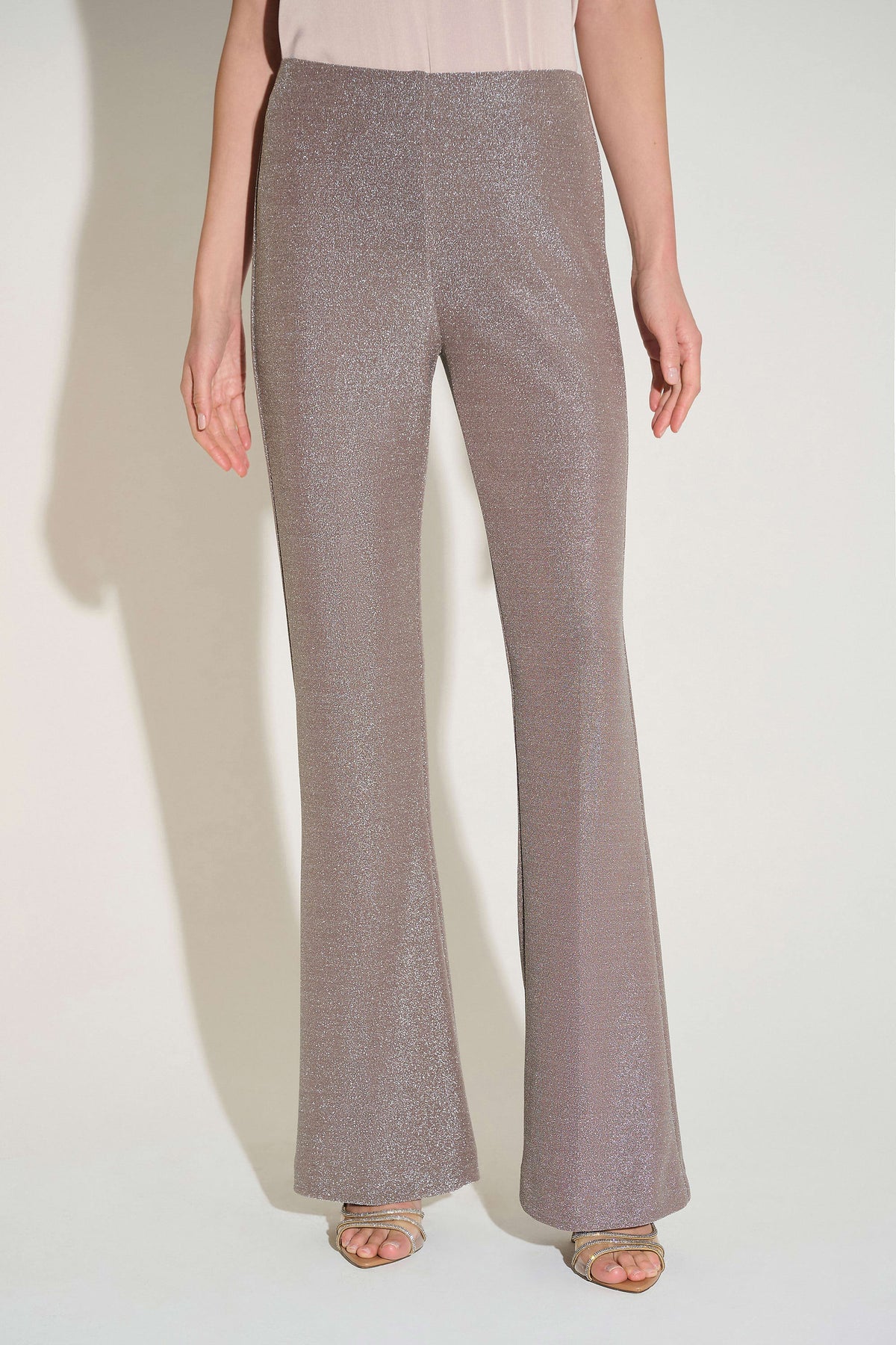 Joseph Ribkoff Taupe Signature | Novelty Knit Flared Pull-On Pants