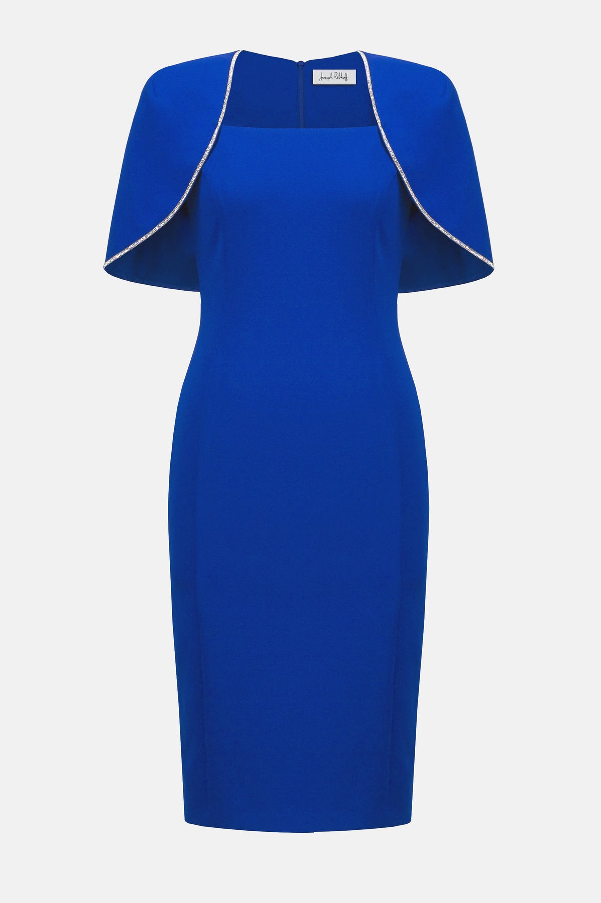 Joseph Ribkoff Royal Sapphire Scuba Crepe Sheath Dress with Cape