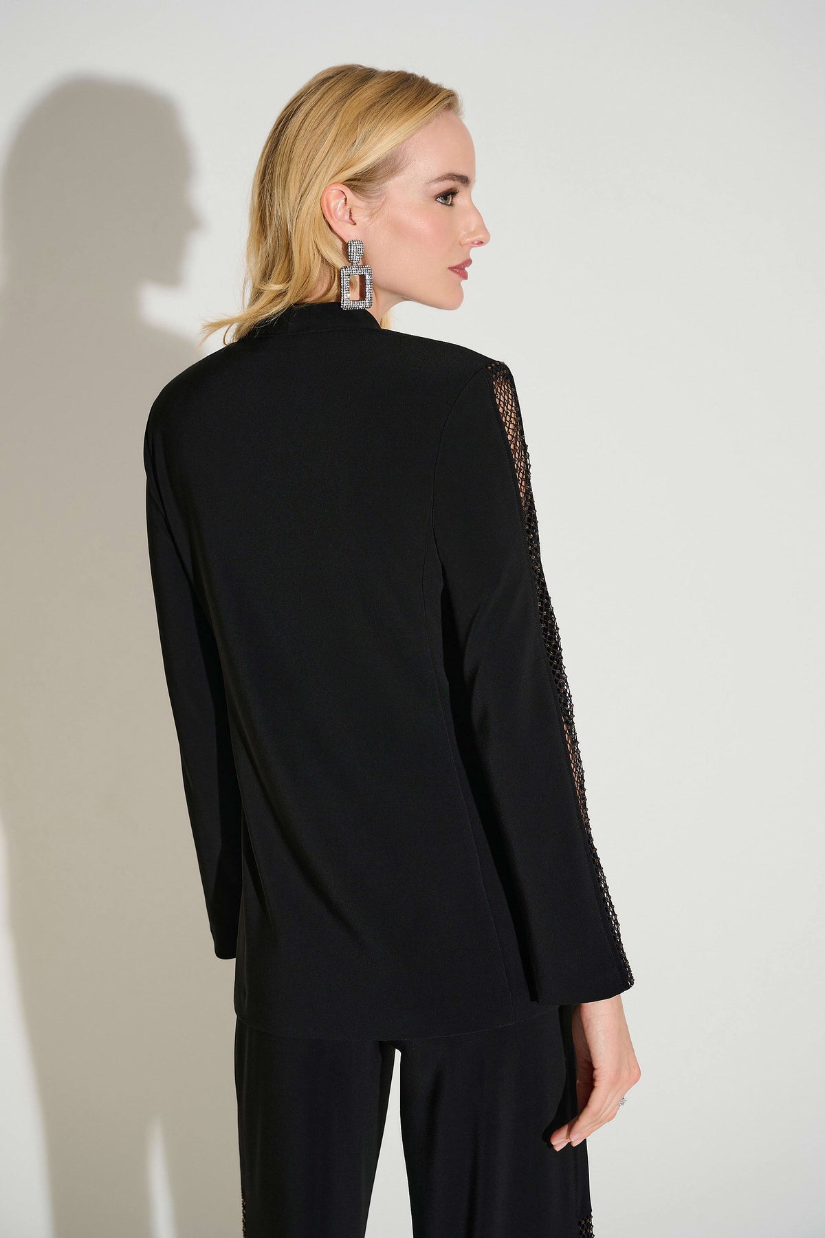 Joseph Ribkoff Black Signature | Silky Knit Fitted Blazer with Sleeve Insert