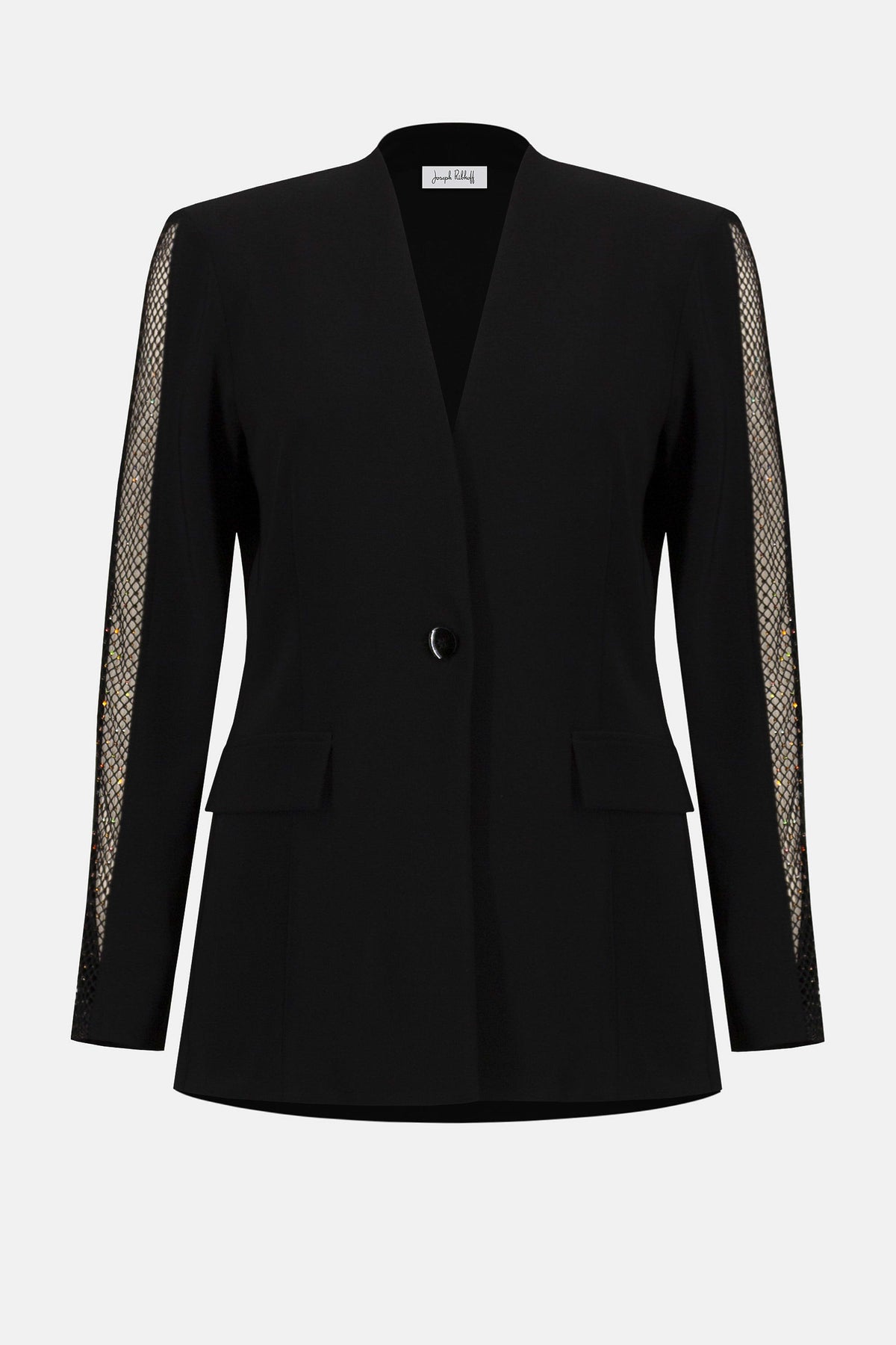 Joseph Ribkoff Black Signature | Silky Knit Fitted Blazer with Sleeve Insert