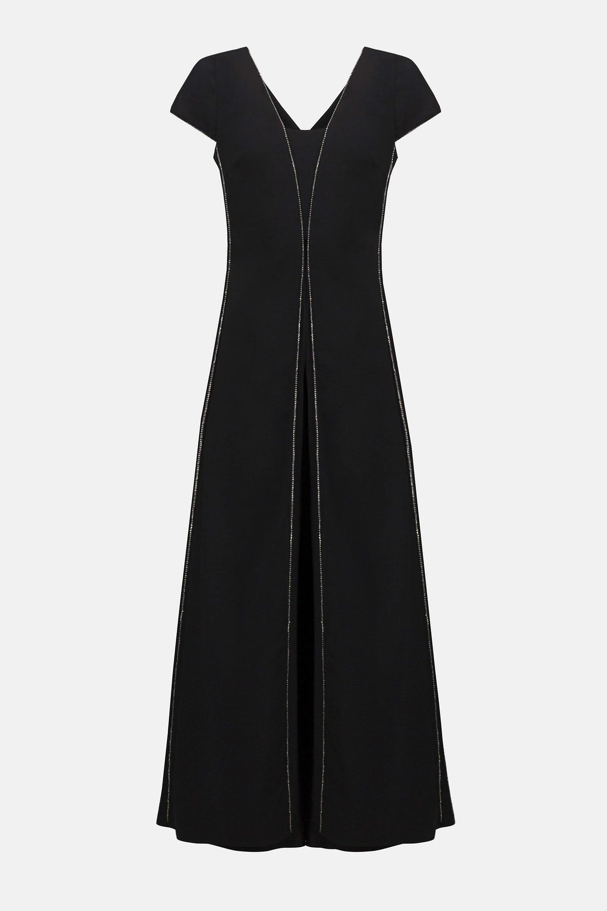 Joseph Ribkoff Black Signature | Woven Wide Leg Jumpsuit with Rhinestone Detail