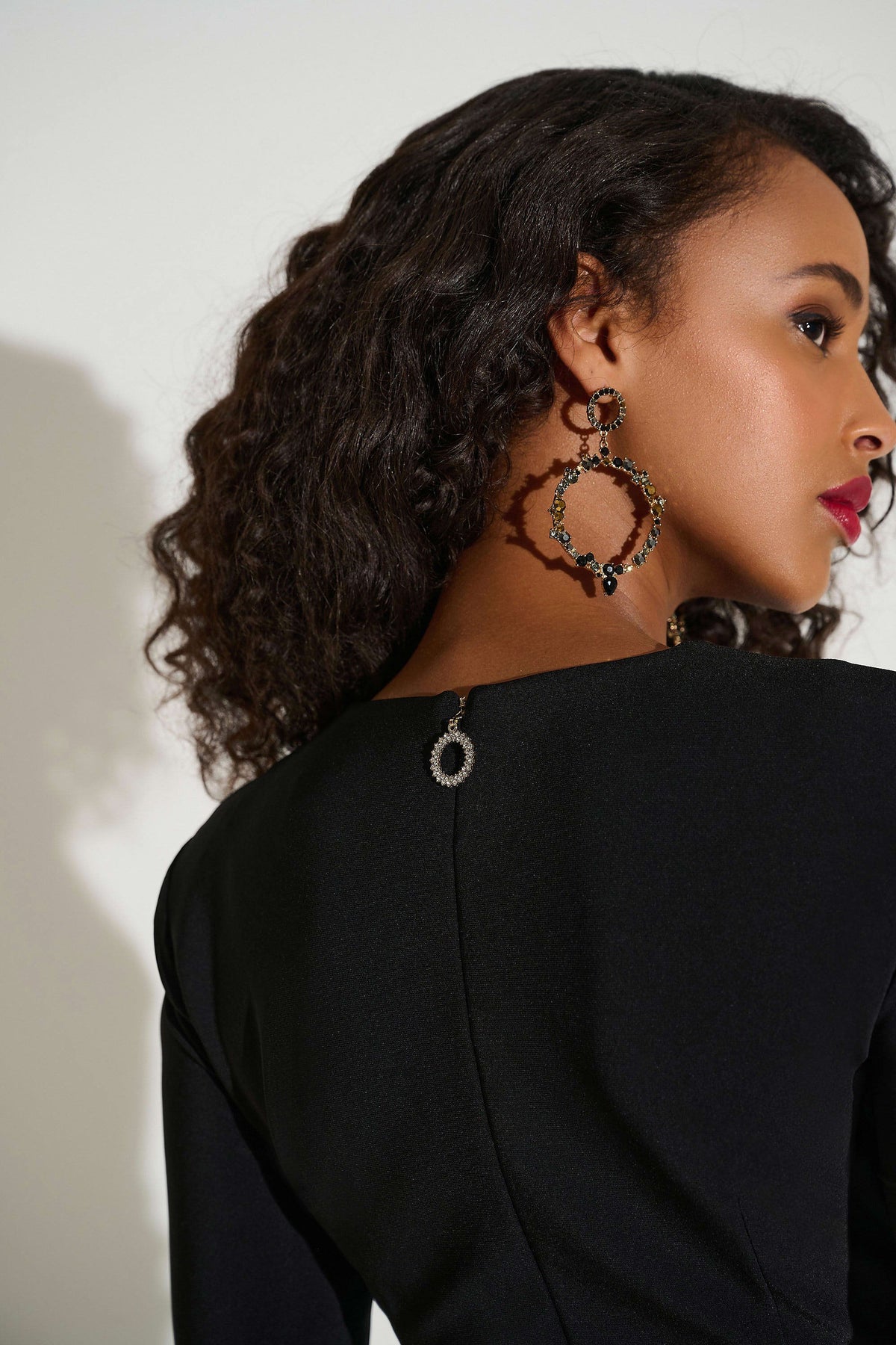 Joseph Ribkoff Black Silky Knit &amp; Stretch Taffeta Sheath Dress