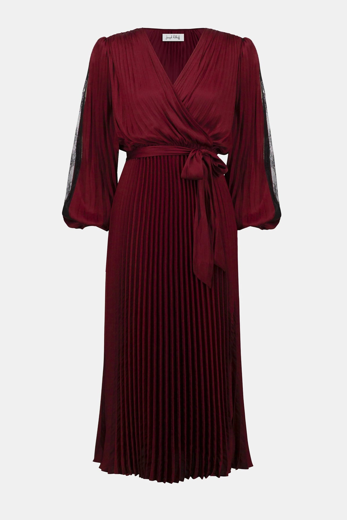 Joseph Ribkoff Merlot Pleated Satin Fit &amp; Flare Dress