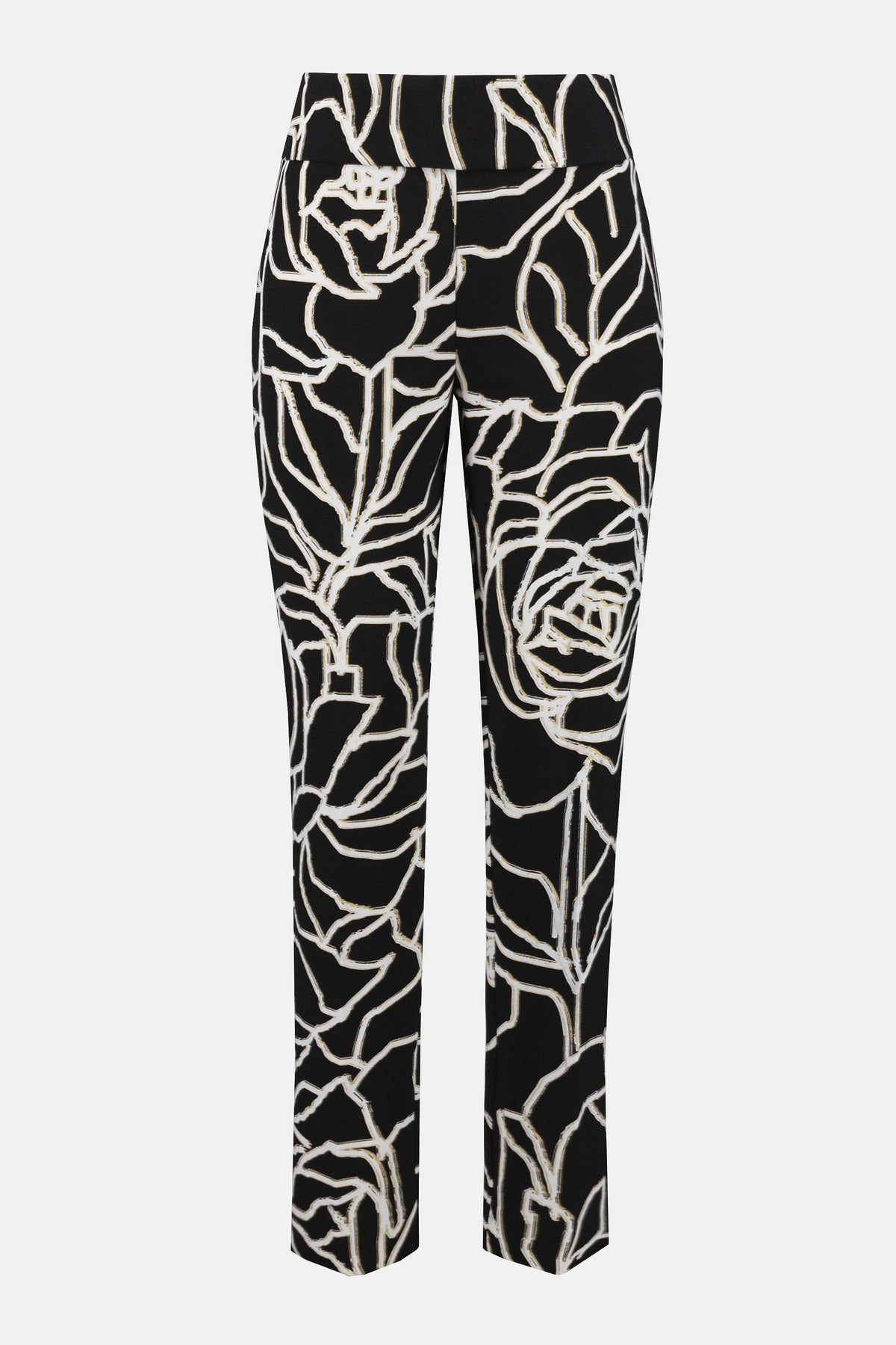 Joseph Ribkoff Black/Multi Signature | Lux Twill Foiled Floral Slim Fit Pants