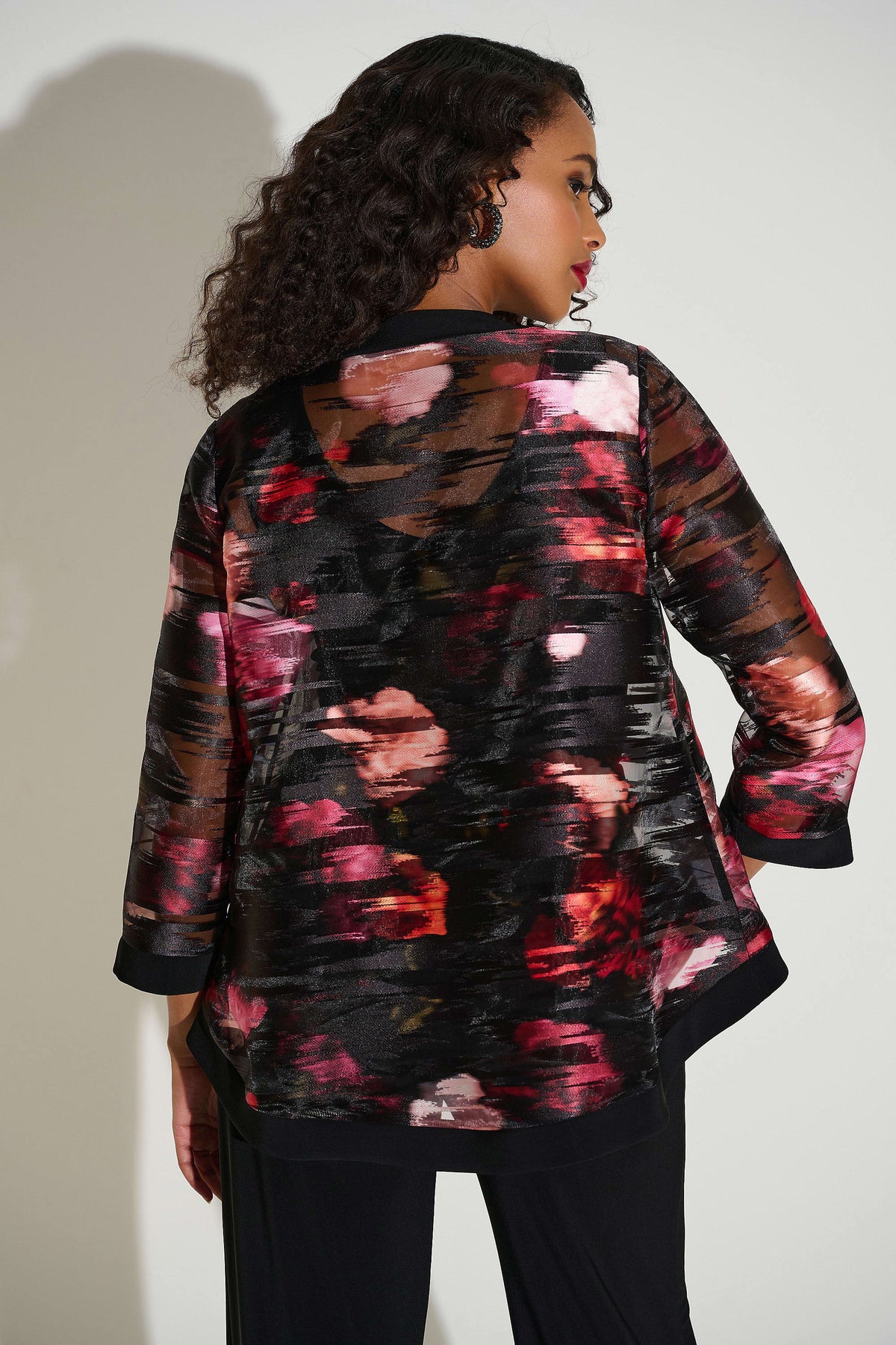 Joseph Ribkoff Signature | Organza &amp; Silky Knit Floral Swing Jacket