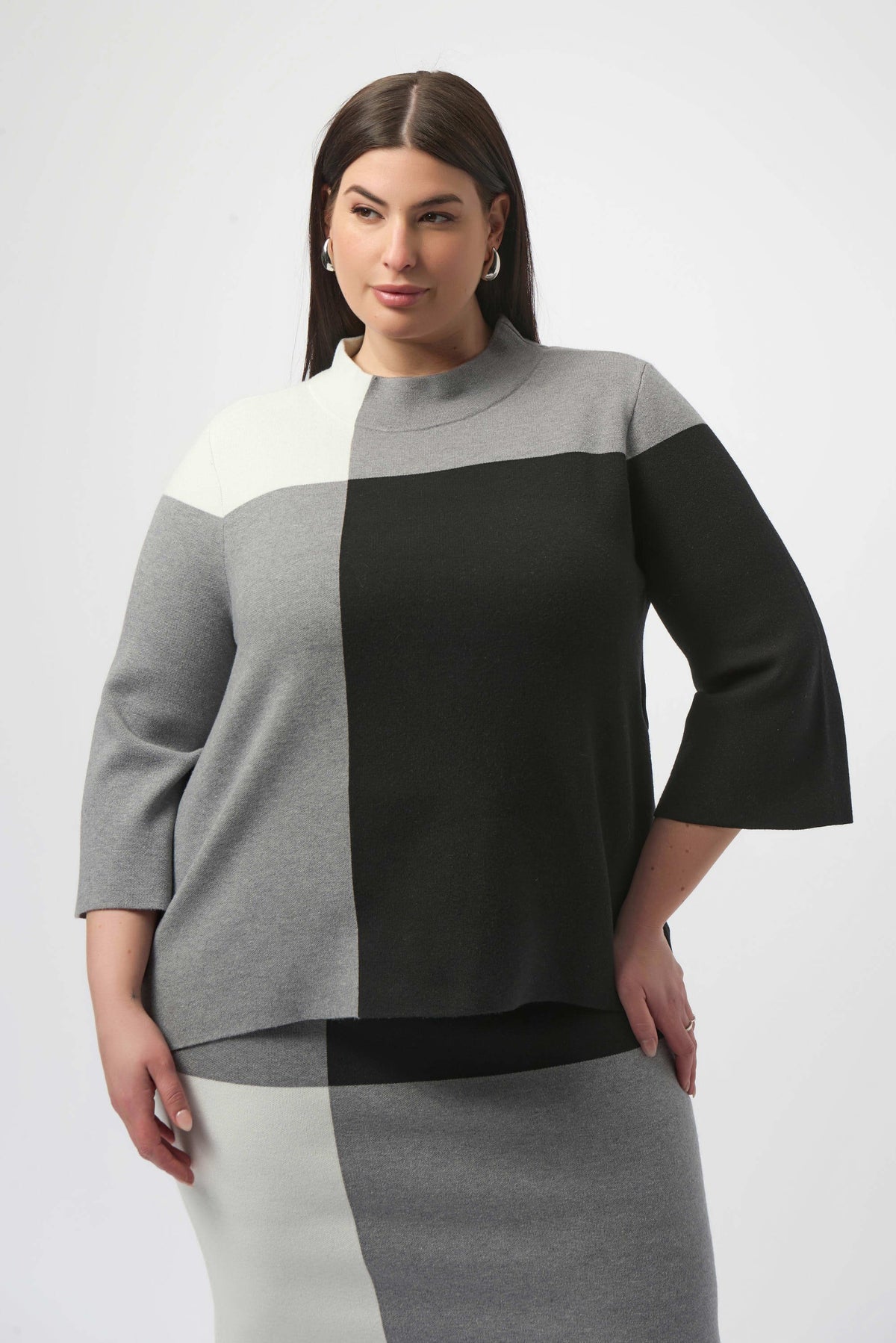 Joseph Ribkoff Jacquard Sweater Colour Block Pullover
