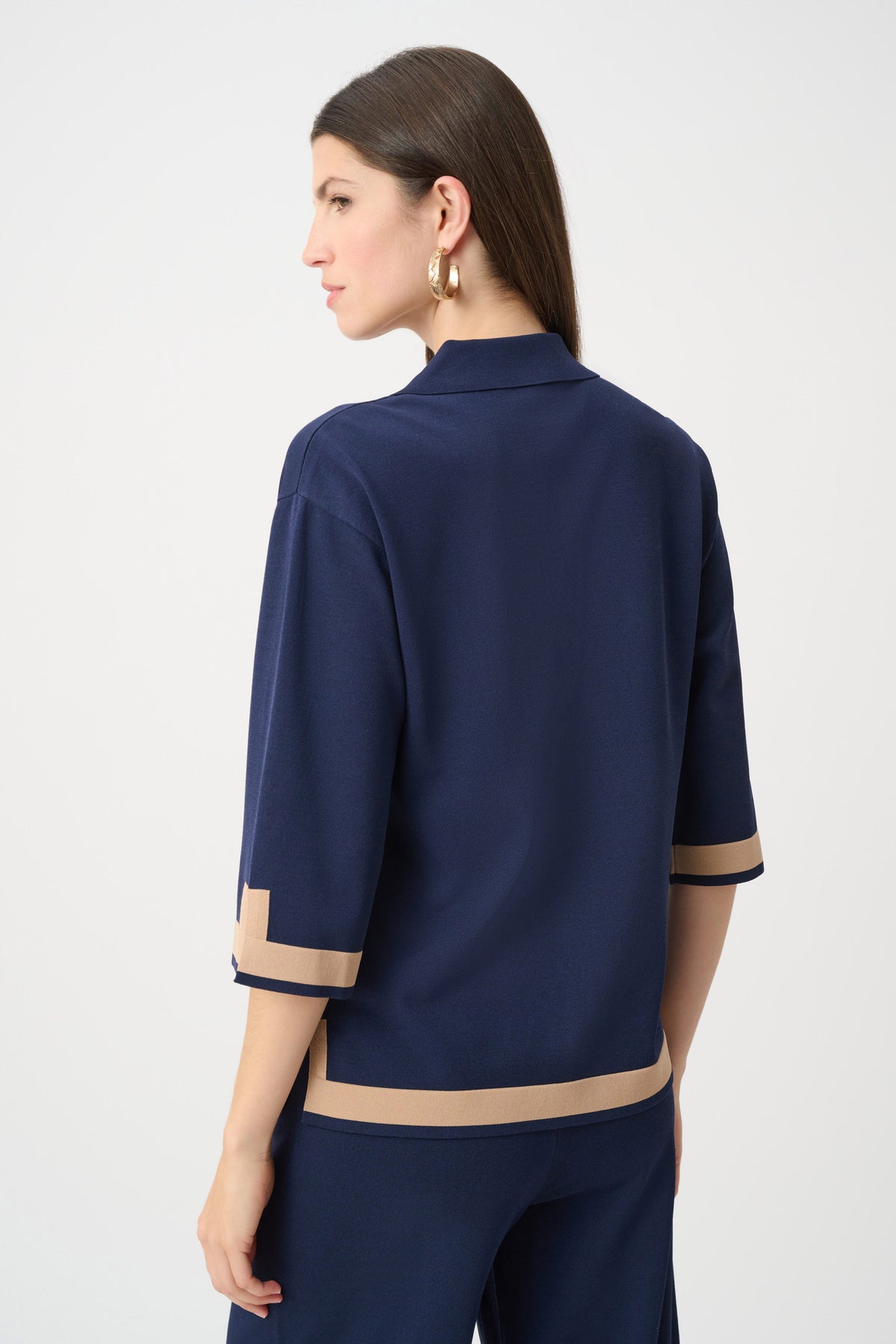 Joseph Ribkoff Indigo Sweater Knit Colour Block Top