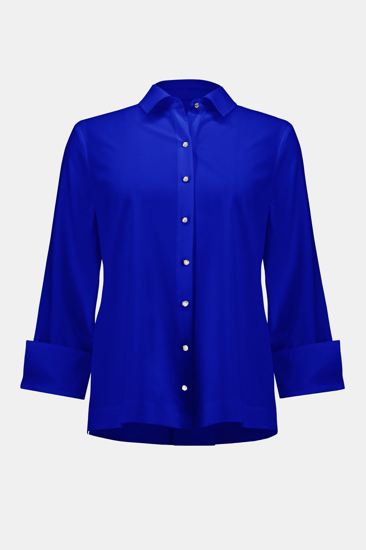 Joseph Ribkoff Royal Saphire Stretch Poplin Button-Front Boxy Blouse