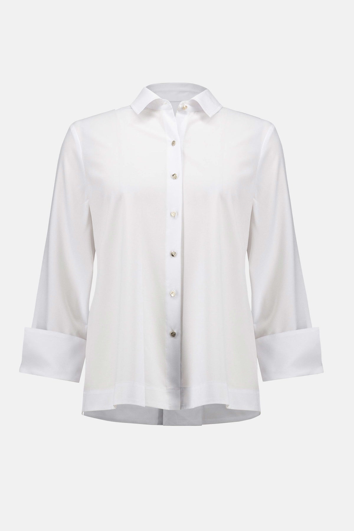 Joseph Ribkoff Optic White Stretch Poplin Button-Front Boxy Blouse