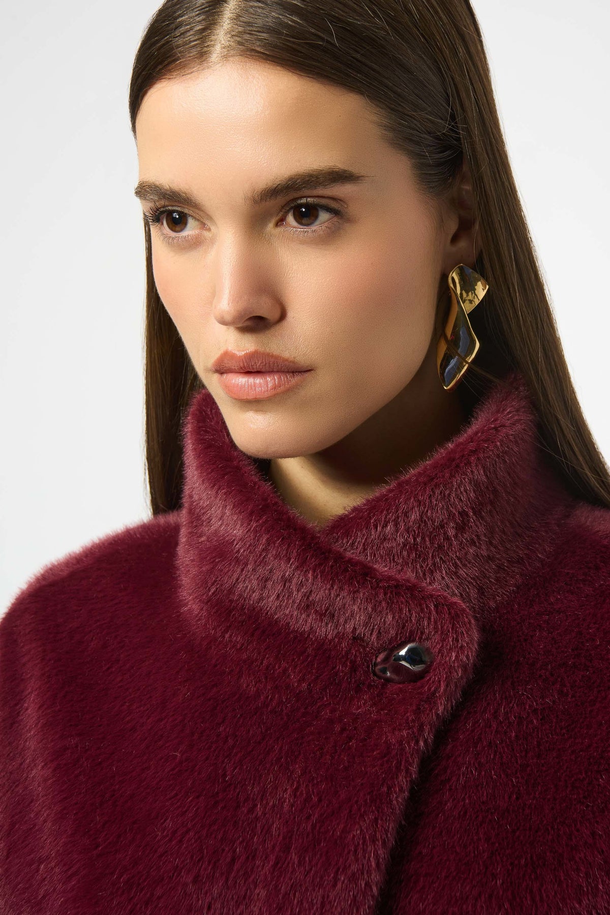 Joseph Ribkoff Merlot Fux Fur Boxy Jacket