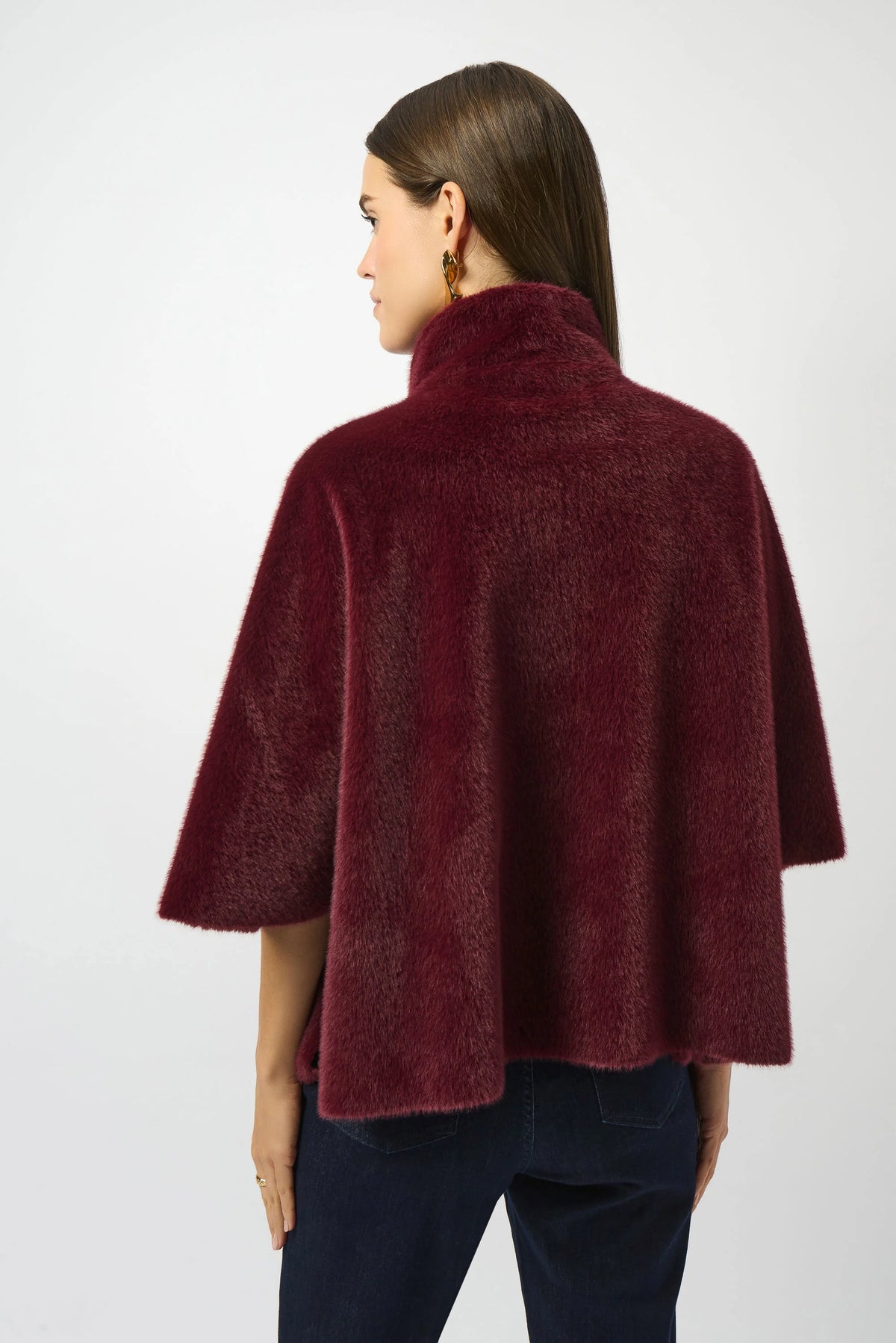 Joseph Ribkoff Merlot Fux Fur Boxy Jacket