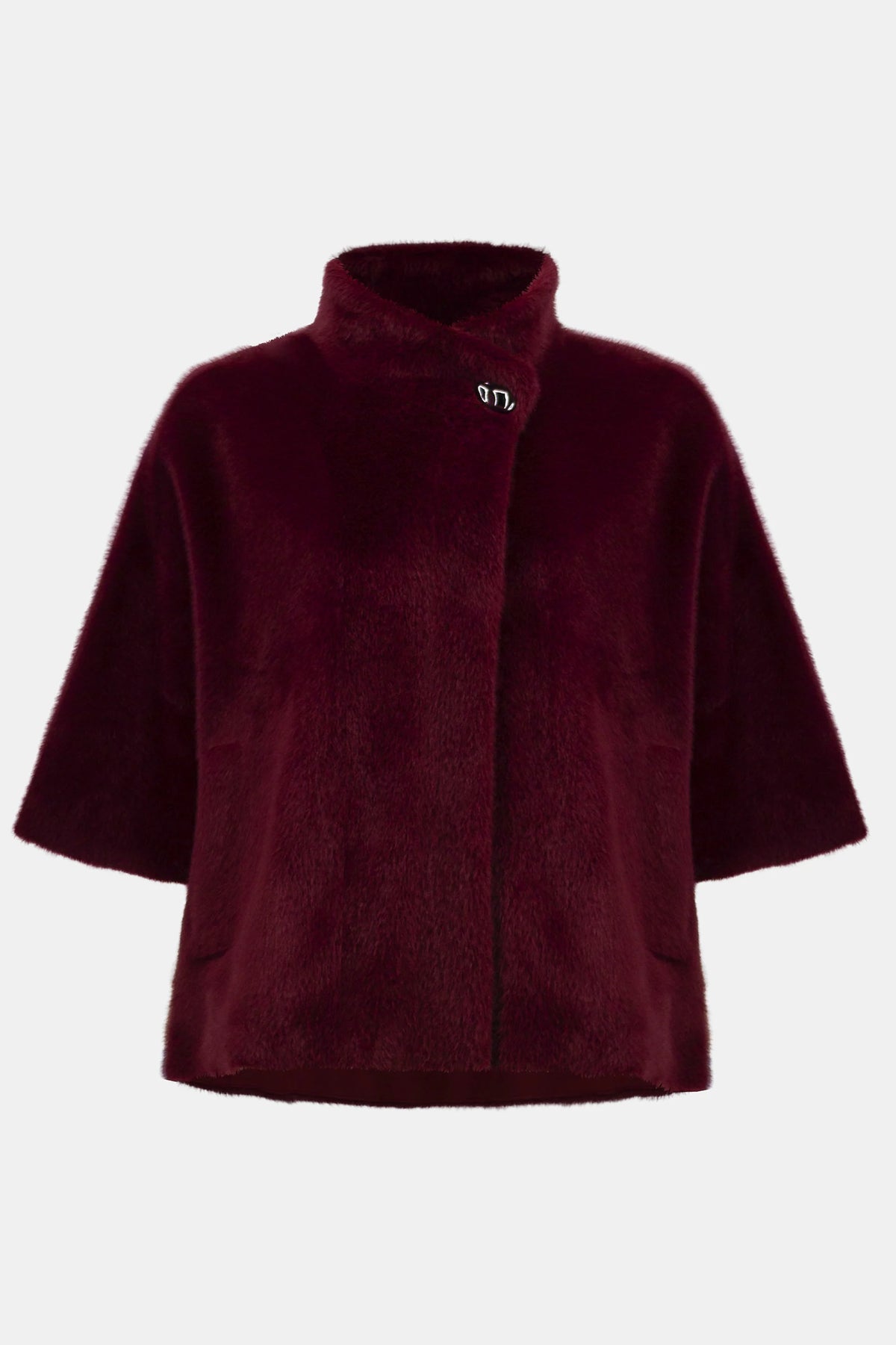 Joseph Ribkoff Merlot Fux Fur Boxy Jacket
