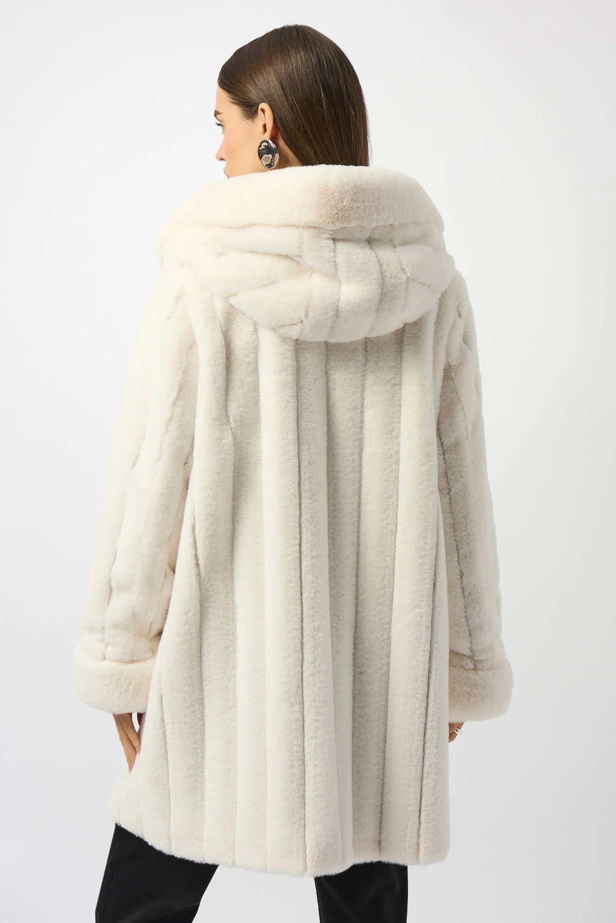 Joseph Ribkoff Vanilla Faux Fur Reversible Hooded Coat