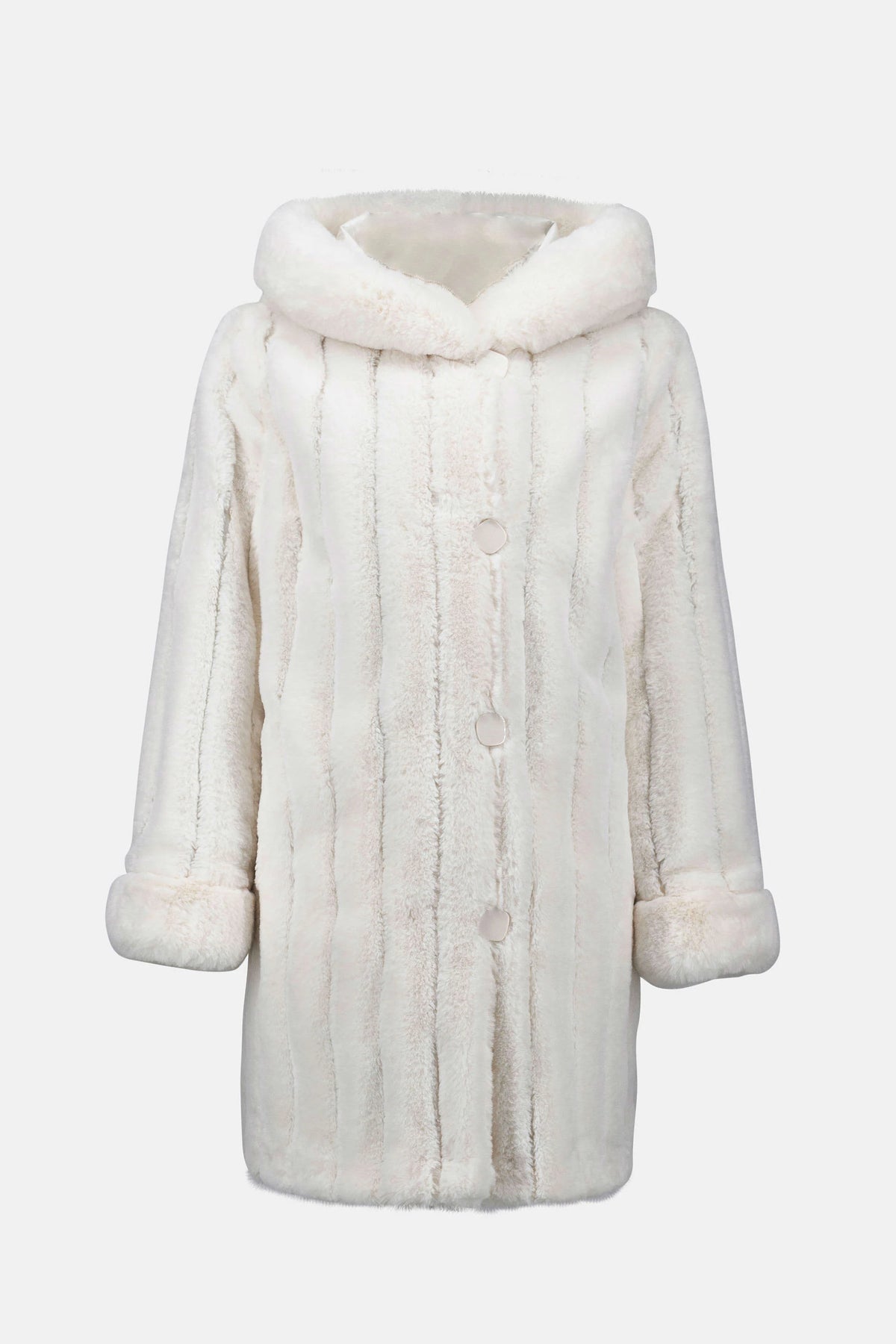 Joseph Ribkoff Vanilla Faux Fur Reversible Hooded Coat