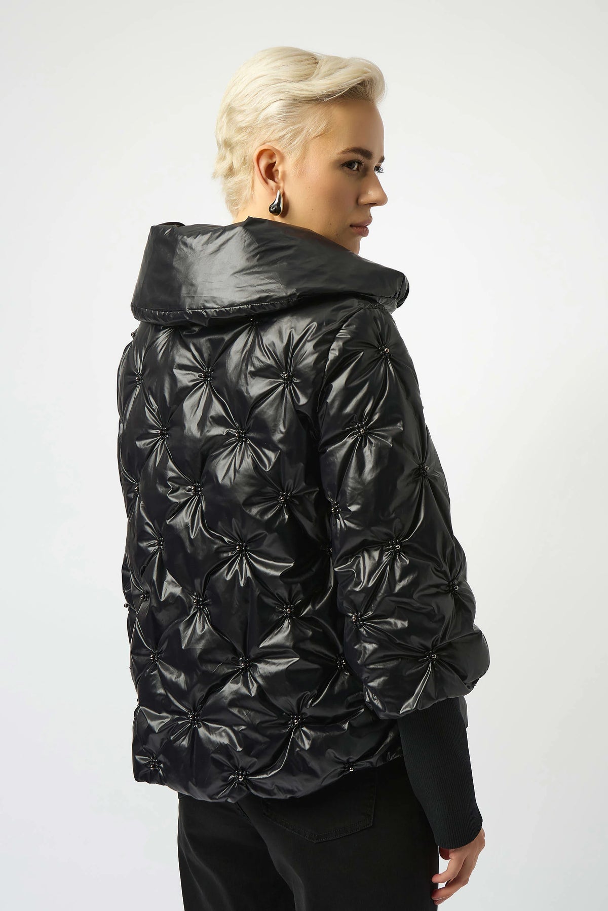 Joseph Ribkoff Black Pearl Quilted Puffer Trapeze Jacket