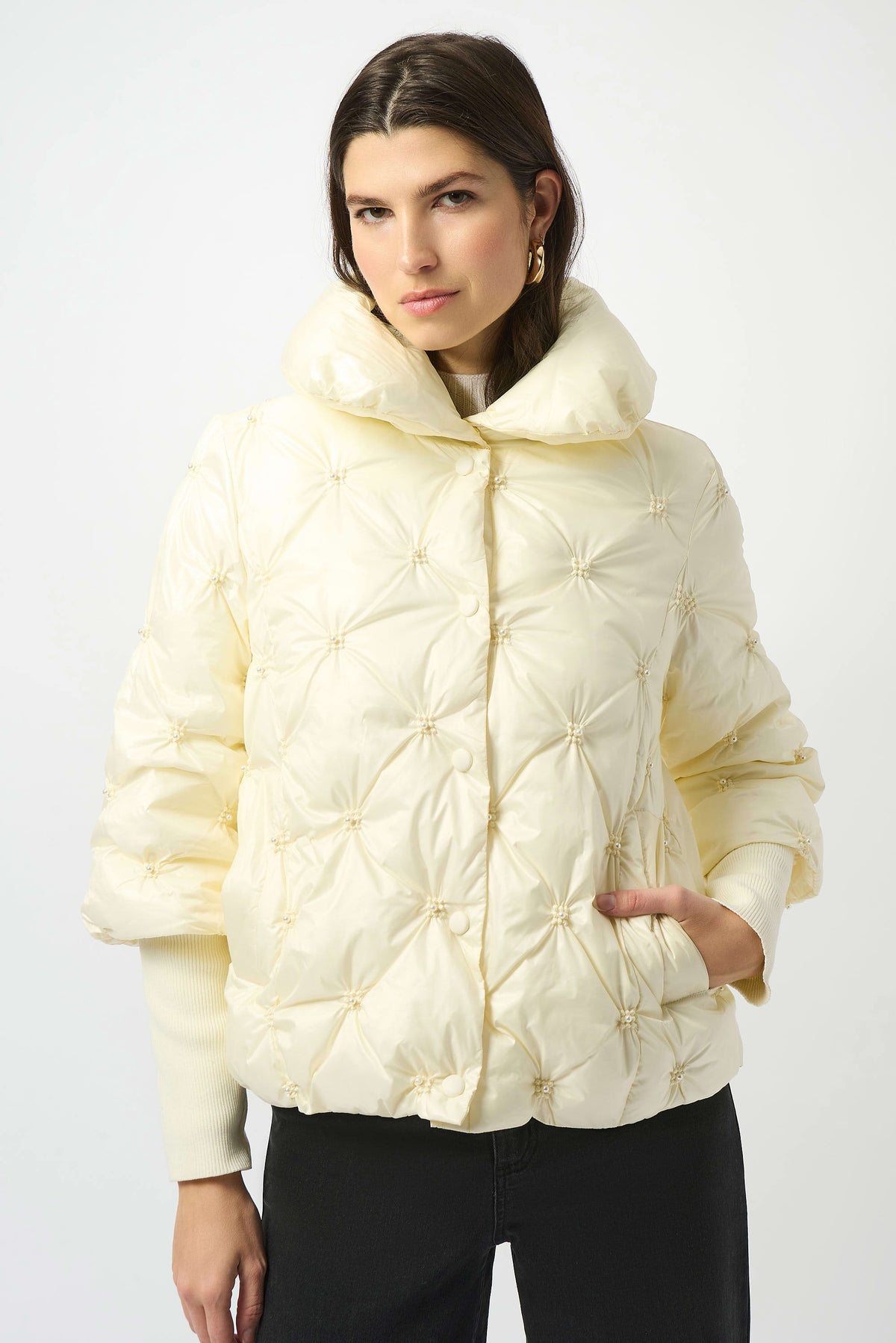 Joseph Ribkoff Pearl Quilted Puffer Trapeze Jacket