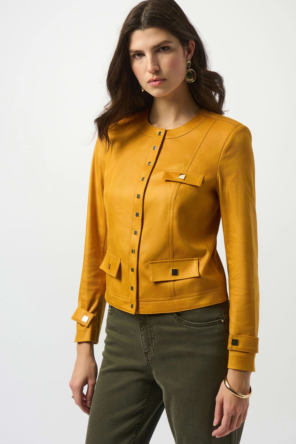 Joseph Ribkoff Foiled Faux Suede Fitted Jacket