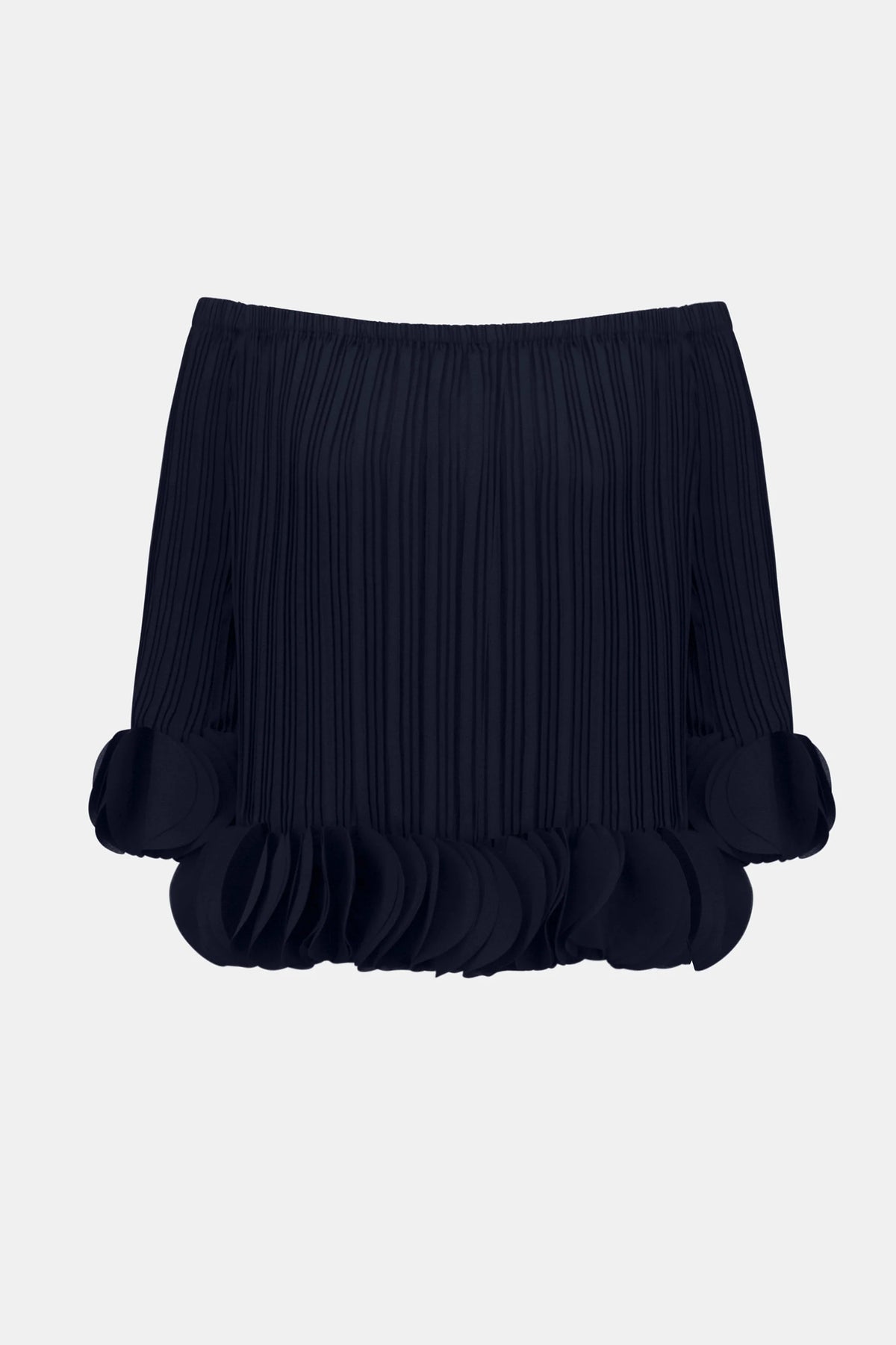 Joseph Ribkoff Midnight Blue Georgette Off Shoulder Pleated Top
