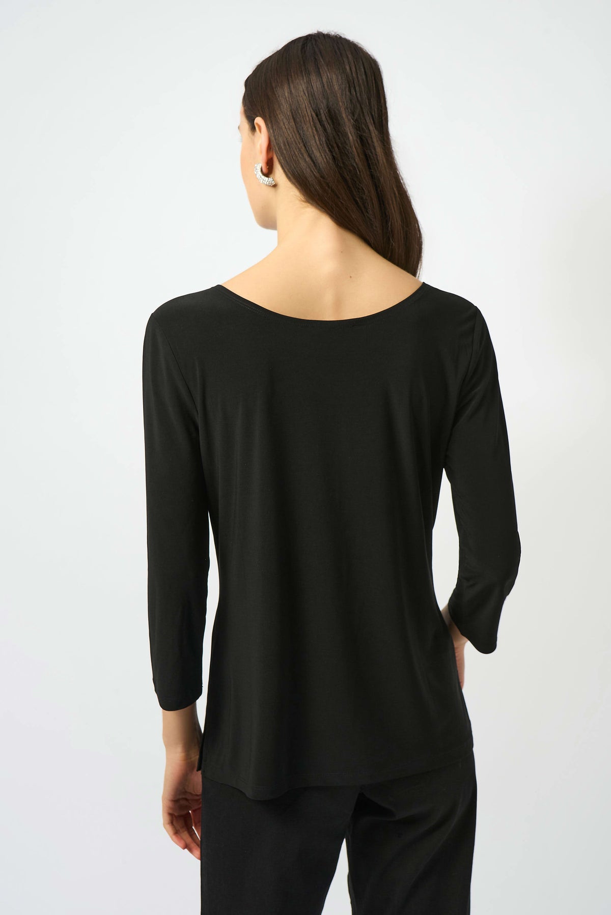 Joseph Ribkoff Black Silky Knit Scoop Neck Fit &amp; Flare Top