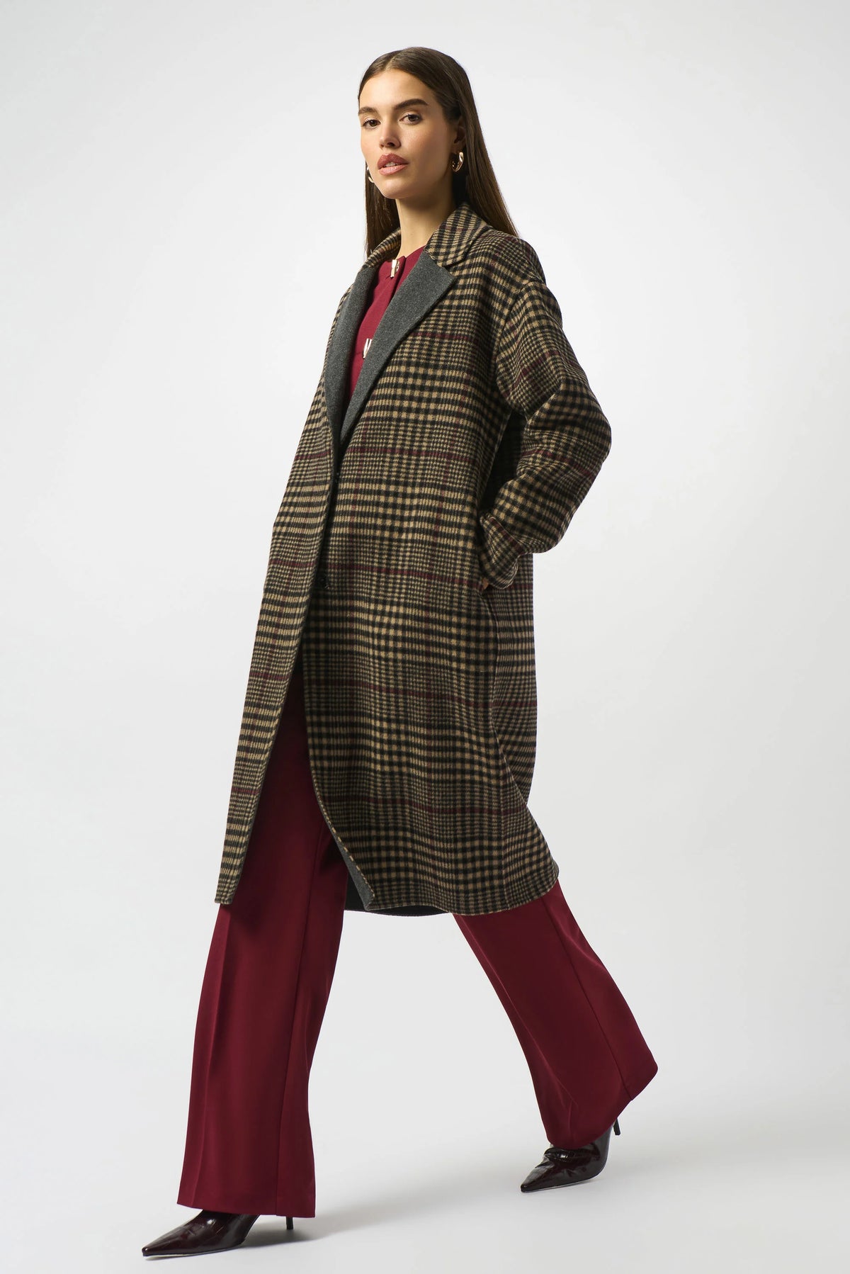 Joseph Ribkoff Wool Blend Plaid Double-Faced Coat