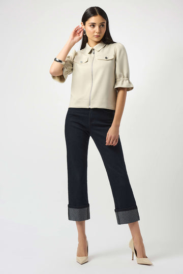 Joseph Ribkoff Ink Straight Crop Stretch Jeans with Turned Hem