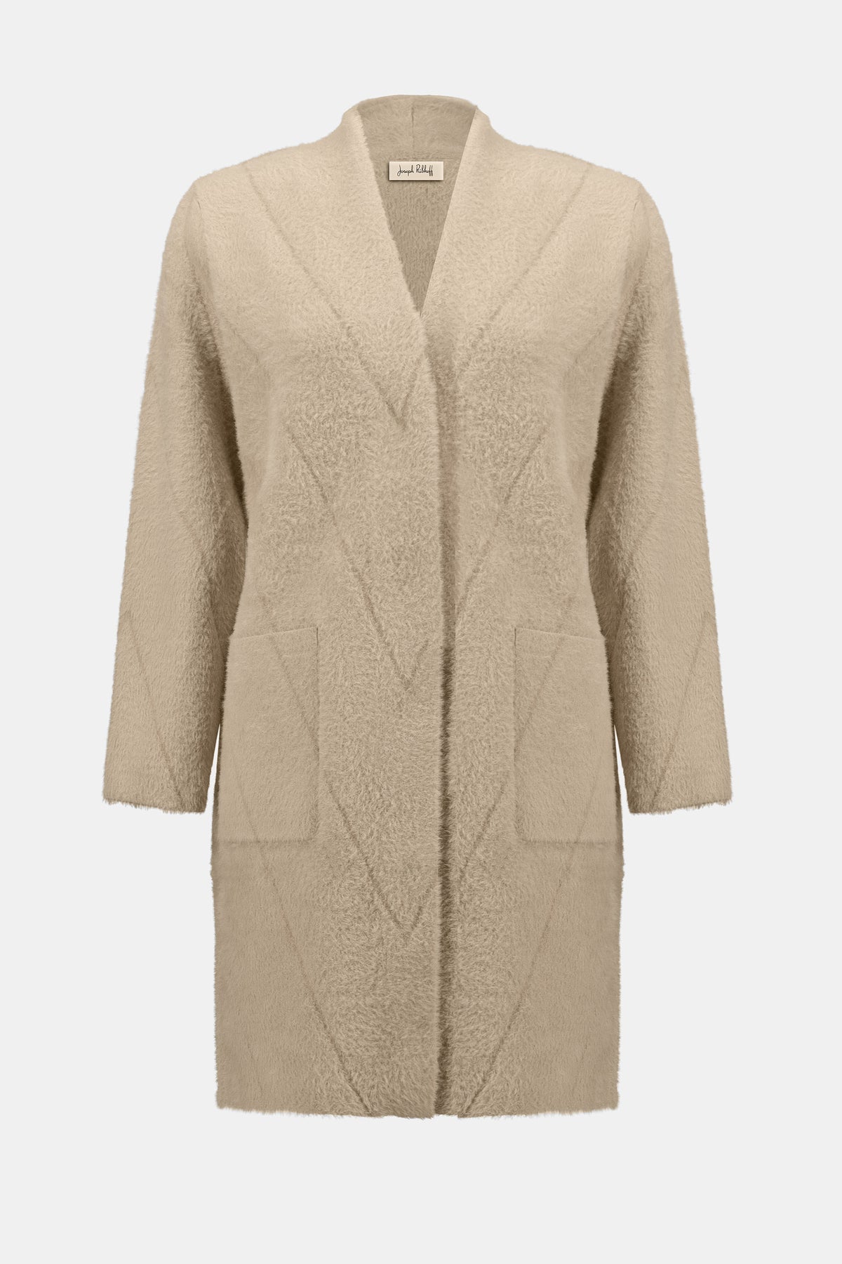 Joseph Ribkoff Almond Feather Yarn Sweater Knit Coat